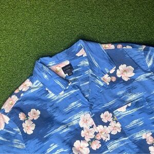 J.Crew Hawaiian Shirt Mens Size Large Flex Fit Floral Blue Tropical Island‎